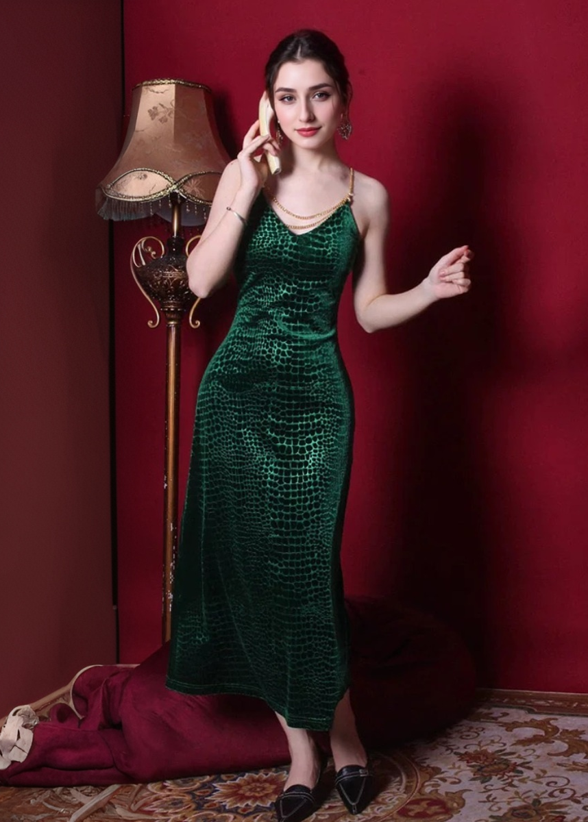 green crocodile print dress Georgia Dress Bayou Crocodile