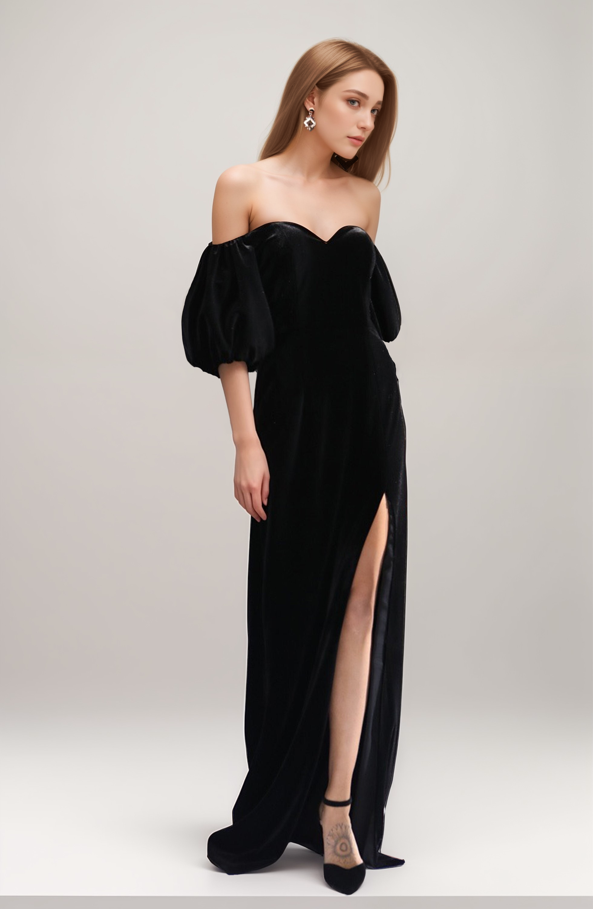 sexy velvet dress Women's Bodycon Evening Deep V Neck Wrap Split Hem Long Sleeve Midi Dress (Black,Small,Small) : Clothing, Shoes & Jewelry this strapless gown features a sweetheart peek Elevate Your Evening: Women's Sexy