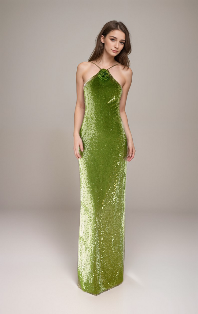 Spaghetti Strap Sequin Midi Party Dress main image 1