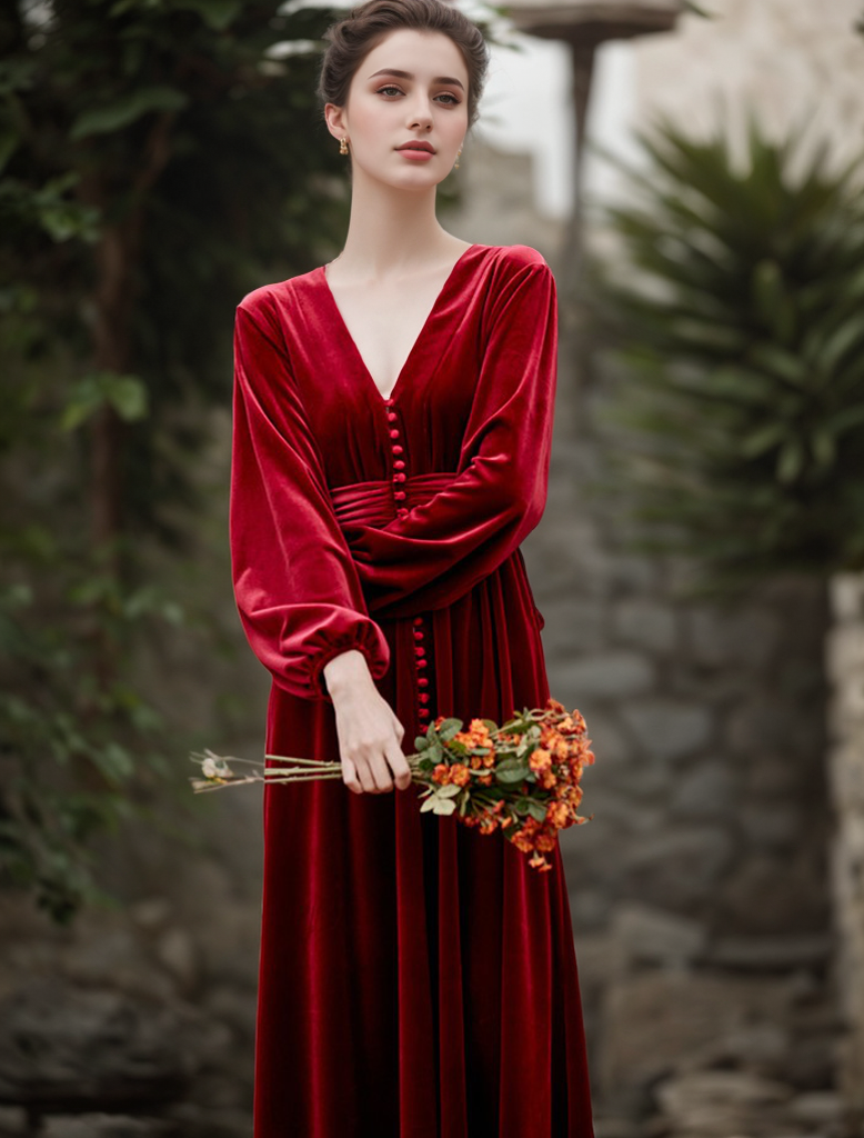 vintage red velvet dress Scarlet Red Velvet Dream Dress