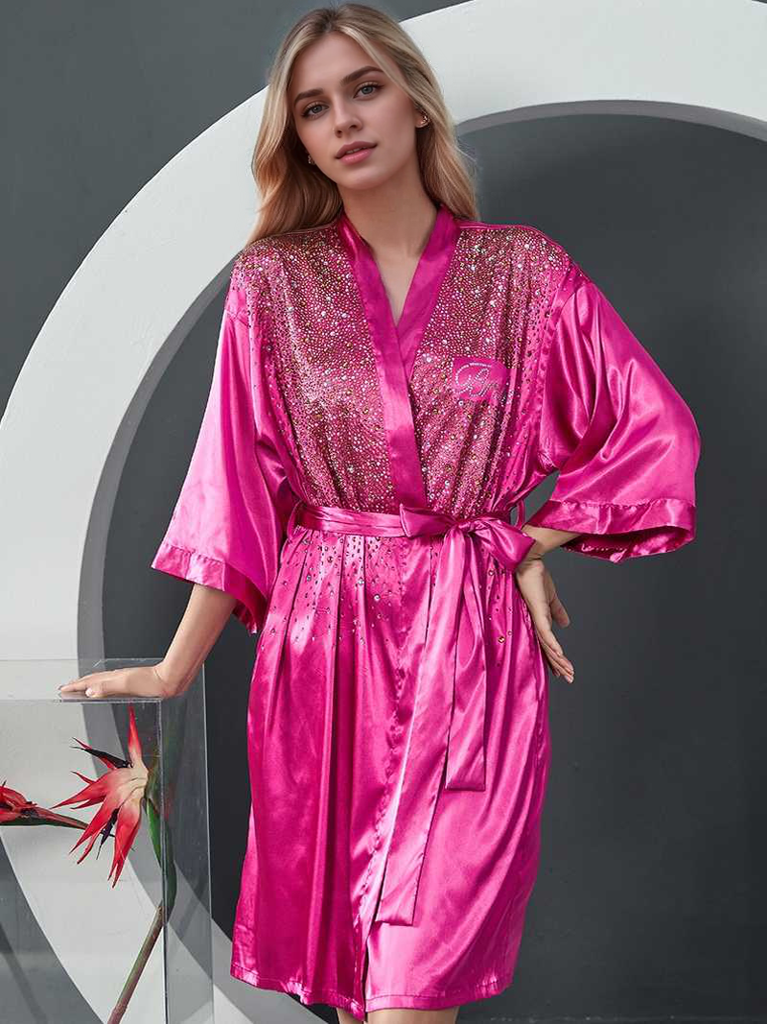 Luxurious Rhinestone Satin Custom Bridal and Bridesmaid Robe