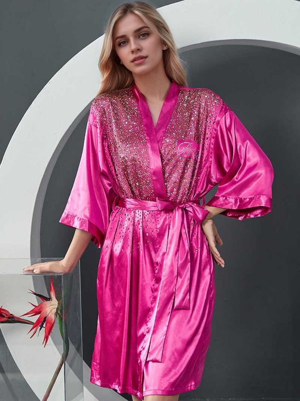 Luxurious Rhinestone Satin Custom Bridal and Bridesmaid Robe