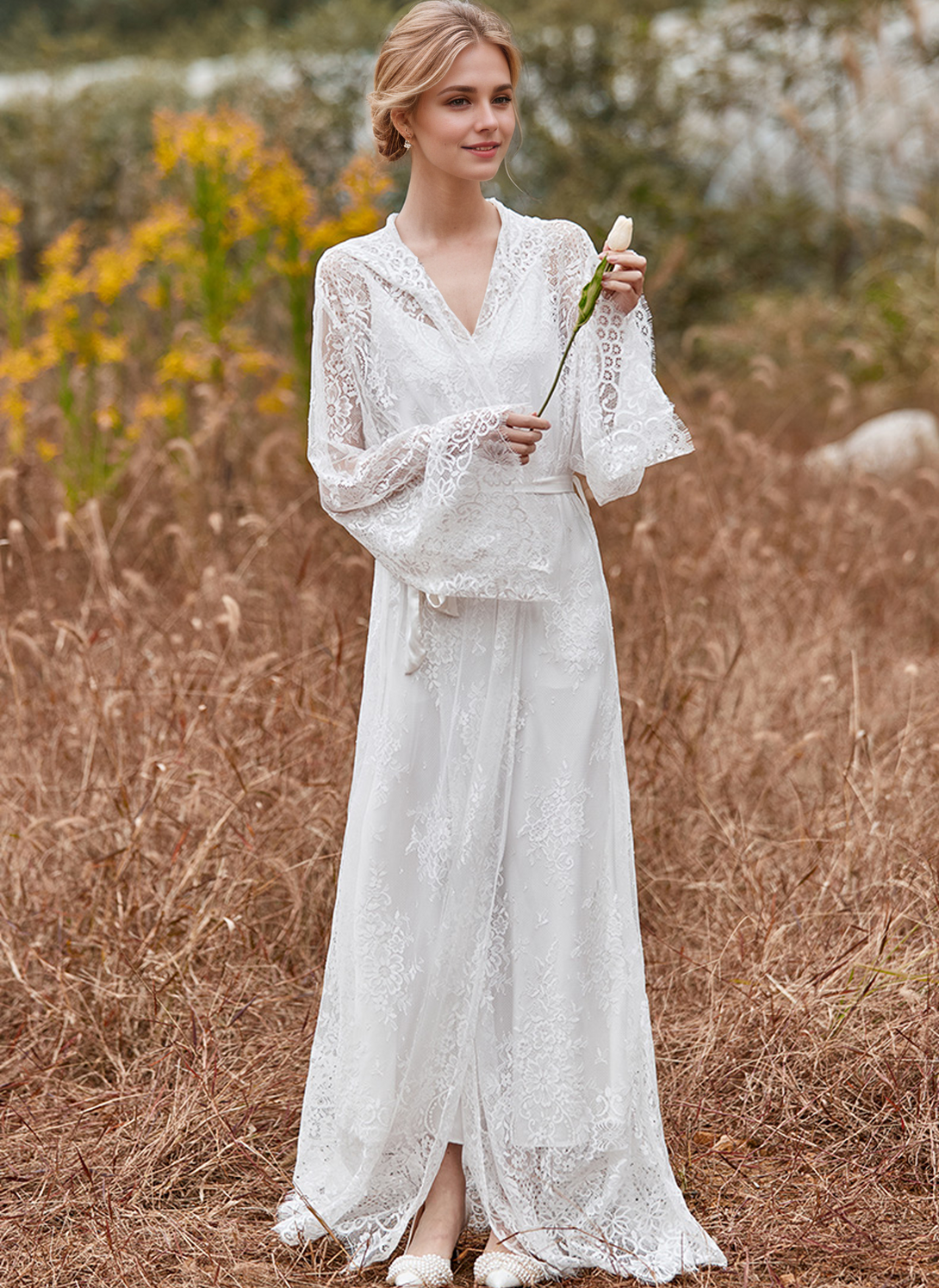 Romantic Floral Lace Hooded Bridal Robe Set – Long Sheer Lace Cover-Up with Satin Slip 3XL (US20-22) / Red Romantic Floral Lace Hooded Bridal Robe Set – Long Sheer Lace Cover-Up with Satin Slip 3XL (US20-22) / Red