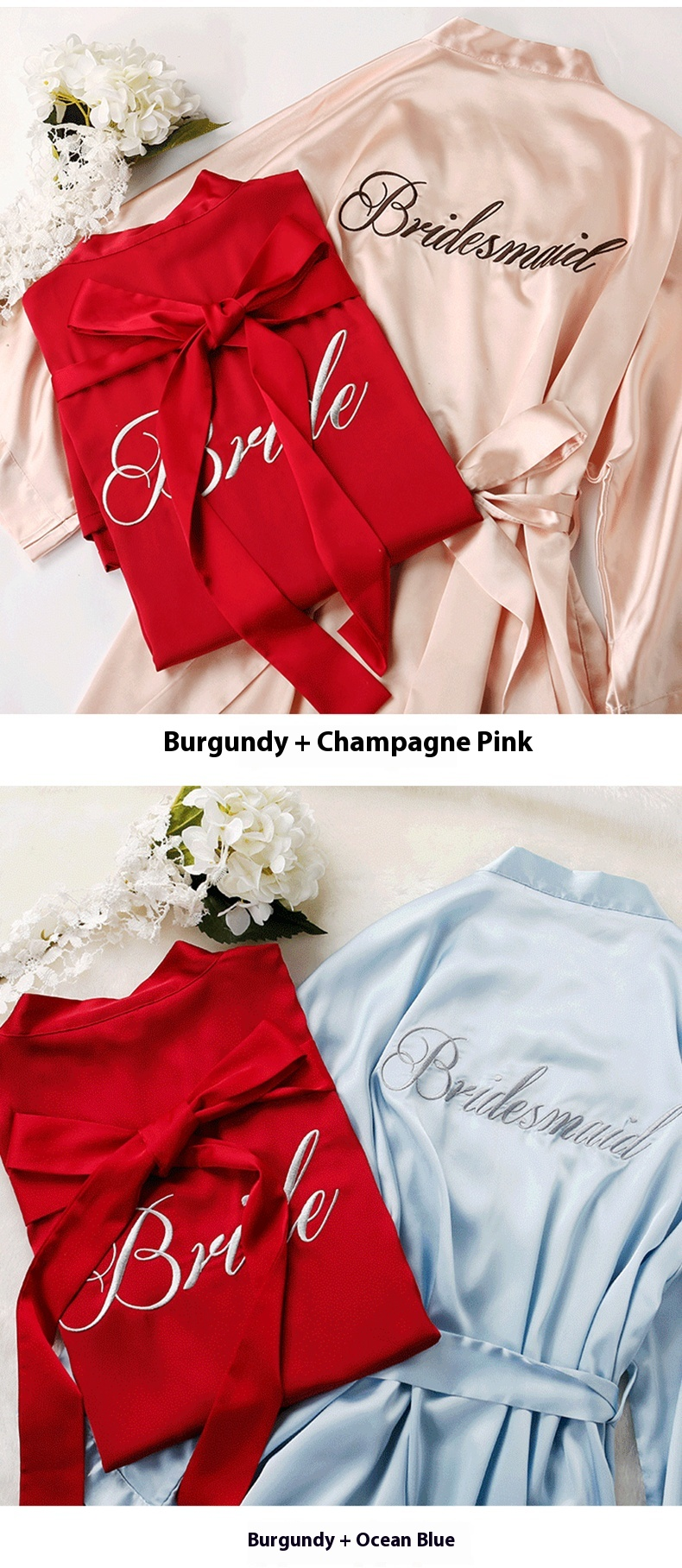 Custom Satin Bridesmaid Robes – Personalized with Name, Title, or Date