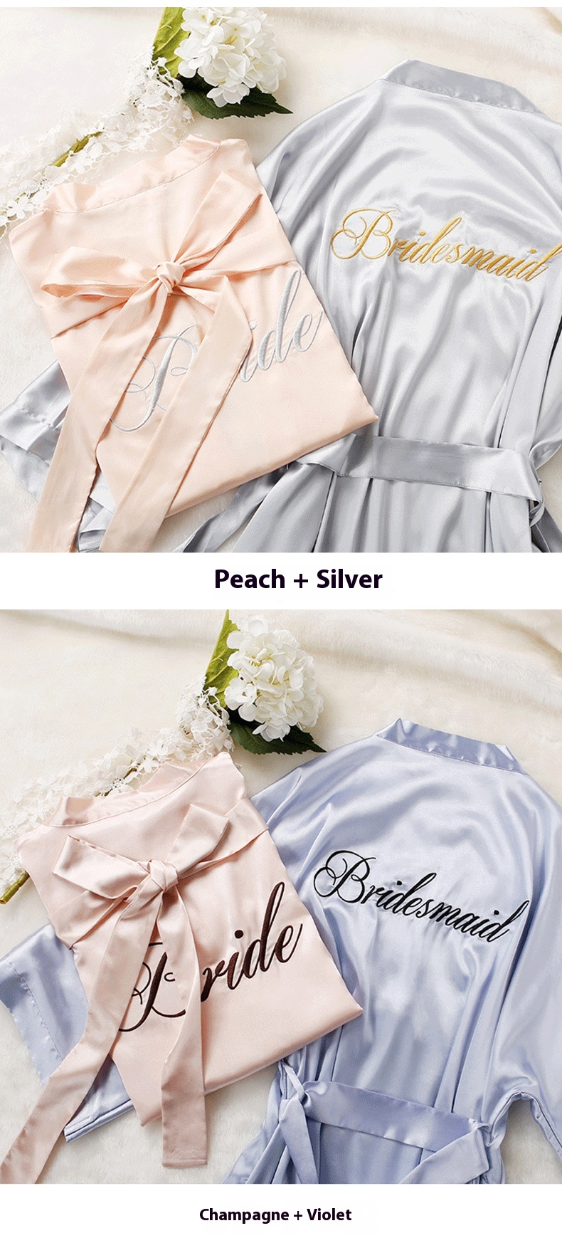 Custom Satin Bridesmaid Robes – Personalized with Name, Title, or Date
