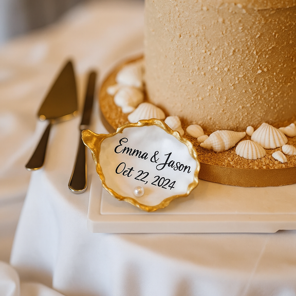Personalized Oyster Shell Calligraphy Place Cards – Elegant Wedding ...