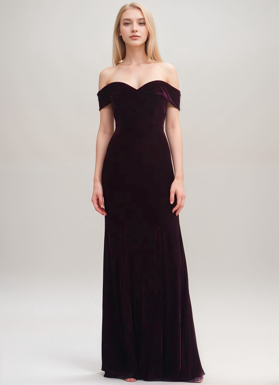 Classic Off-the-shoulder fit and flare Sheath Velvet Prom Dress SelenaHuanStudio Classic Off-the-shoulder fit and flare Sheath Velvet Prom Dress SelenaHuanStudio