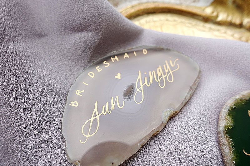 8 Colors 3-4" Agate Handwritten Calligraphy Place Card | Escort Card