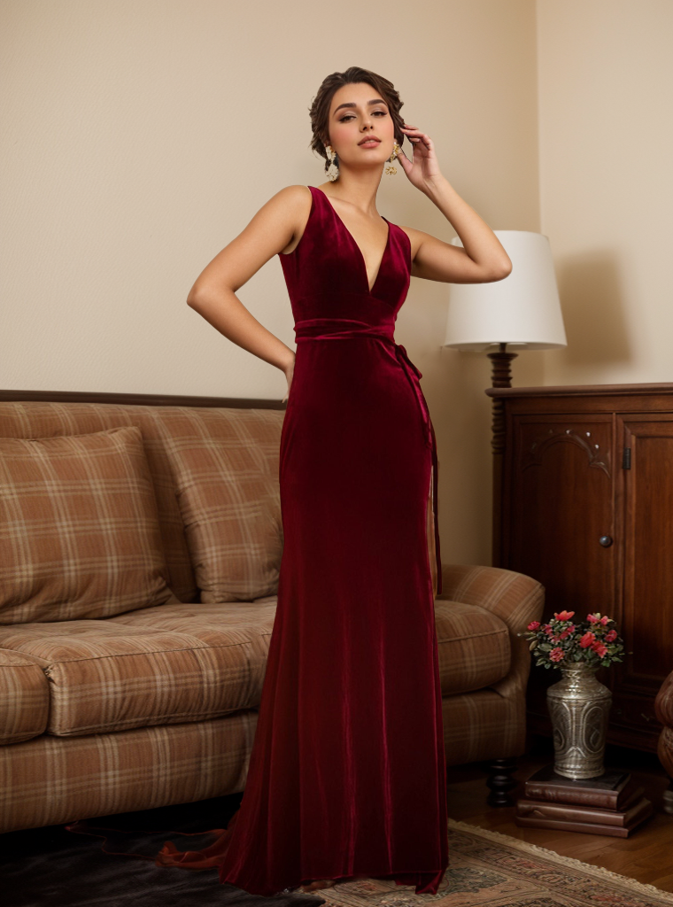 slim fit dress slacks Mac Duggal Women's Velvet One Shoulder Trumpet Gown with Flowers - Purple - Size 12 main image 1