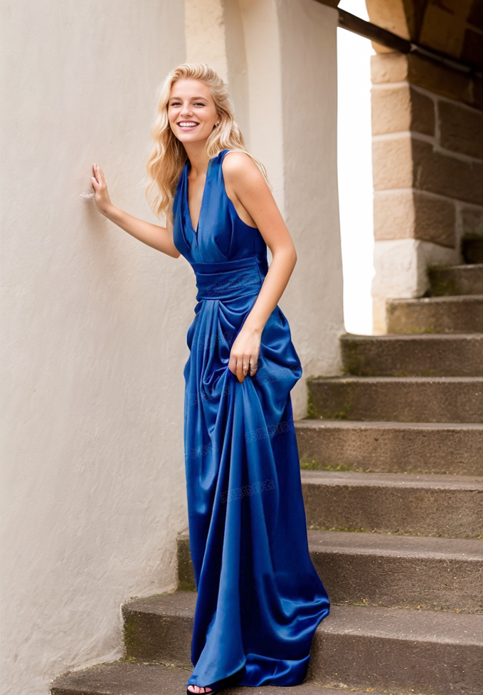 satin dress greece prom dresses in greece Long Satin Leg Split Open Back Prom Dresses