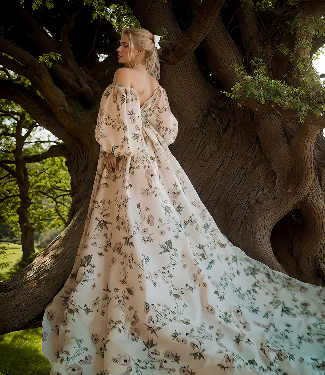 Full Length Shot of Elegant Mermaid Bridal Gown with Detachable Train