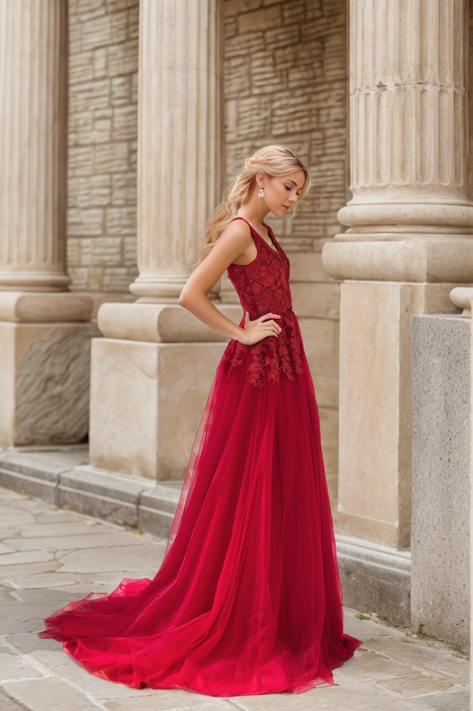 ruby red party dress Ruby Red Flared Gown--Cocktail Wedding Party handmade Zari Embroidery Bridesmaid Bridal Indian Designer Customisable RD FM