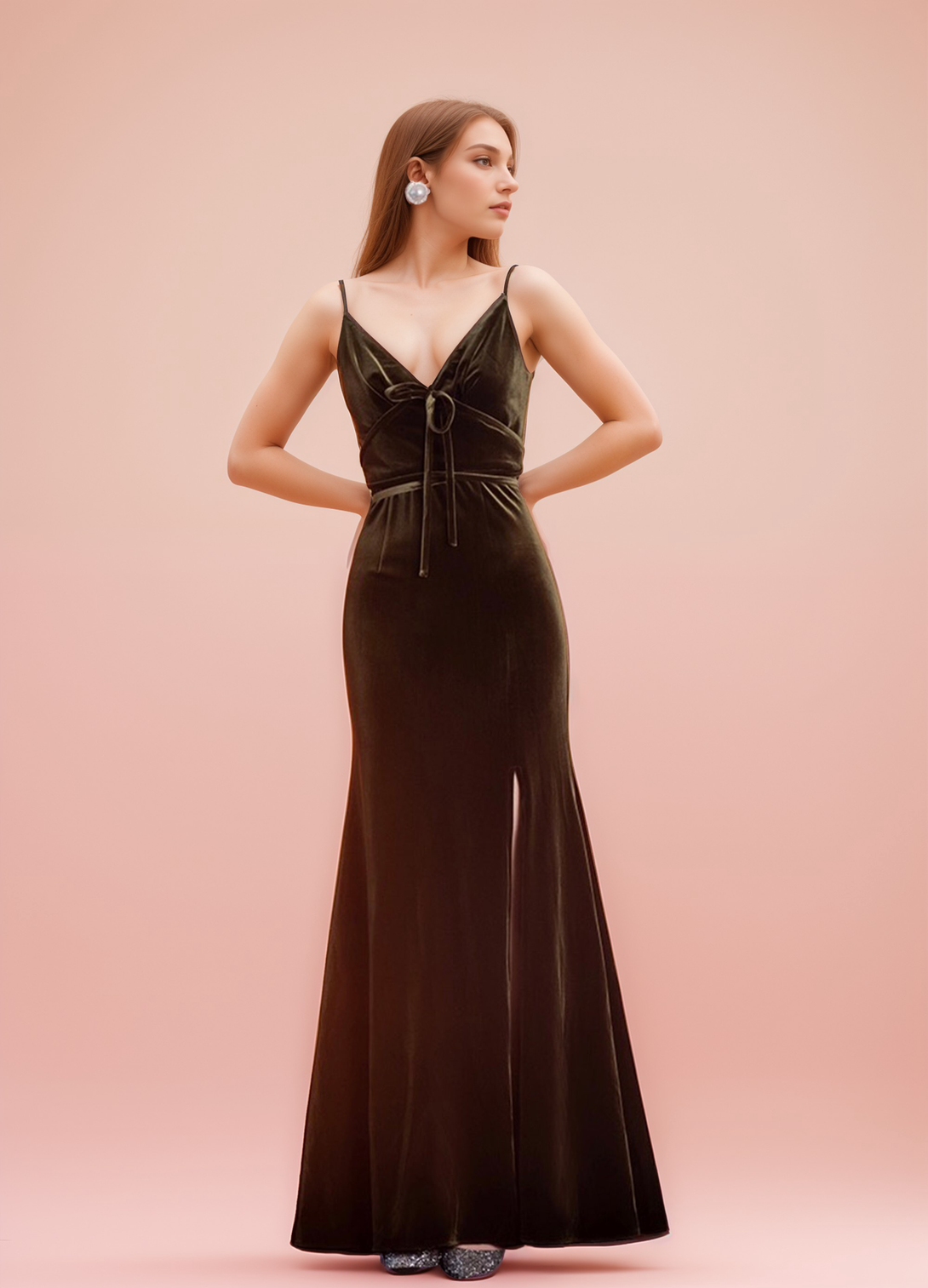 velvet flare dress Luxury Black Velvet Fit & Flare Dress with Long Sleeves