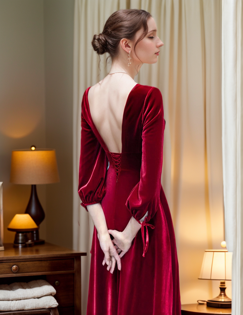 V-NECK DRESS WITH DRAPED BACK FROM THE ARCHIVES
