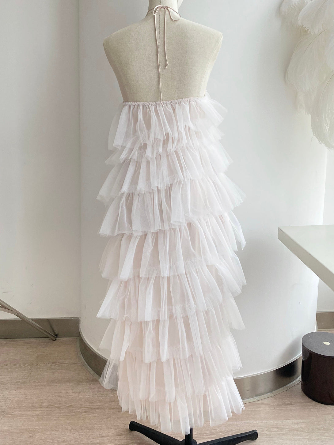 Tu Rung Ruffle Haltered Sliding Ruffle Layered Hem fit and flare tutu ankle length tu ...