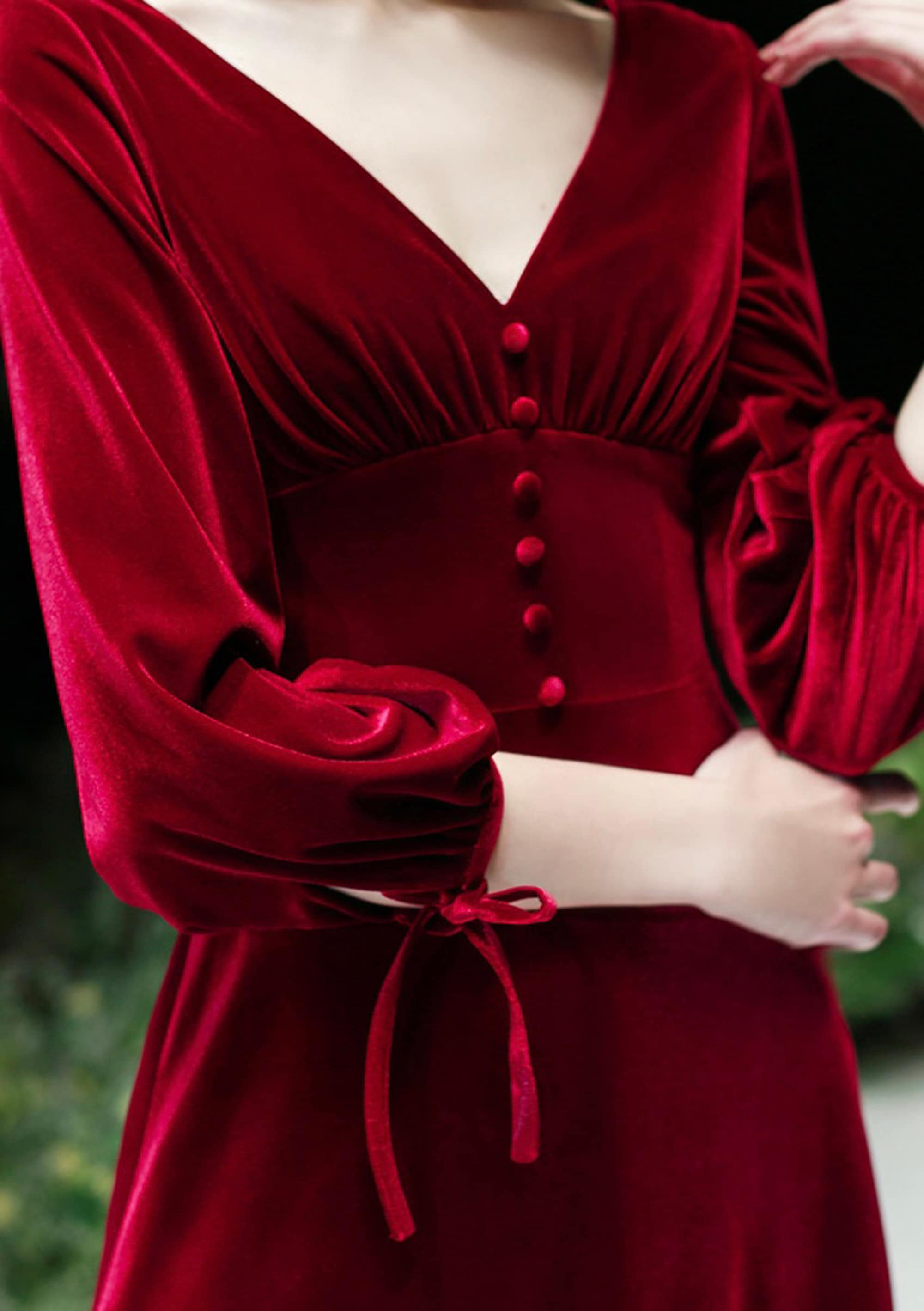 Velvet Puff Sleeve Dress main image 0