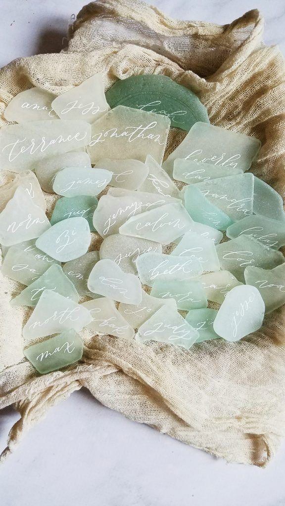 9 Colors Seaglass Handwritten Calligraphy Place Card | Escort Card